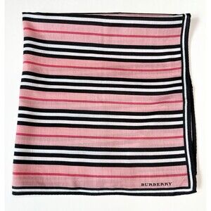 Burberry Scarf Pink Black & White Horizontal Stripe Pattern Preppy Classic Y2K
